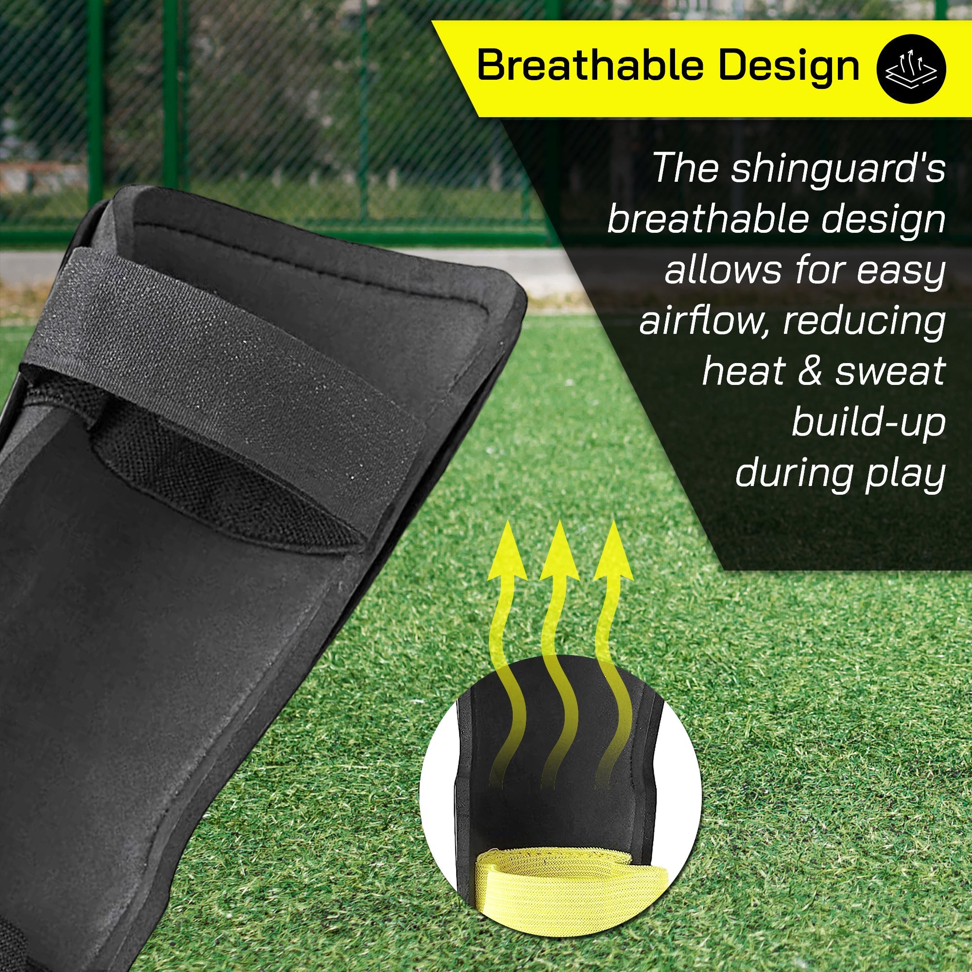 Malaga Soccer Shin Guard with Adjustable Straps-Black/Yellow - Vizari Sports