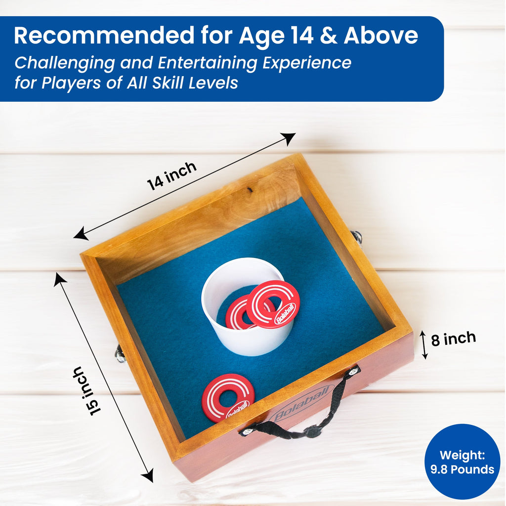 Bolaball Washer Toss Game Set - 2 Solid Wood Targets & 2.5" Washers - Outdoor Lawn Game for Family & Kids
