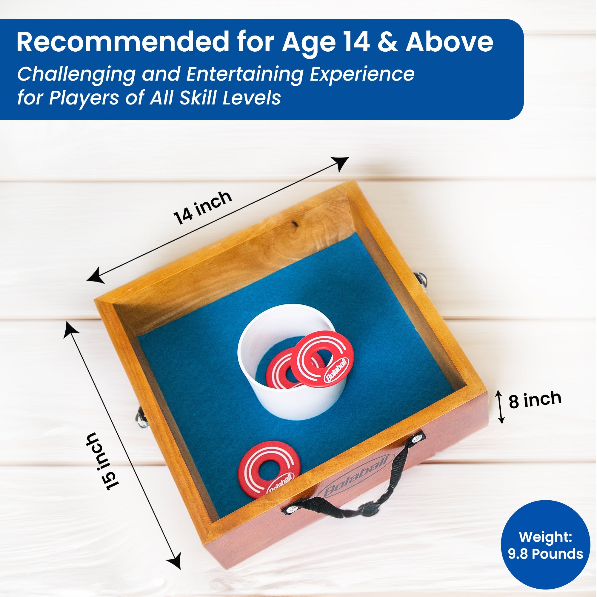 Bolaball Washer Toss Game Set - 2 Solid Wood Targets & 2.5" Washers - Outdoor Lawn Game for Family & Kids