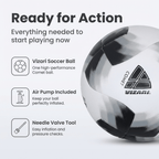 Vizari Comet Soccer Ball – Black, Machine-Sewn 8-Panel Training Ball