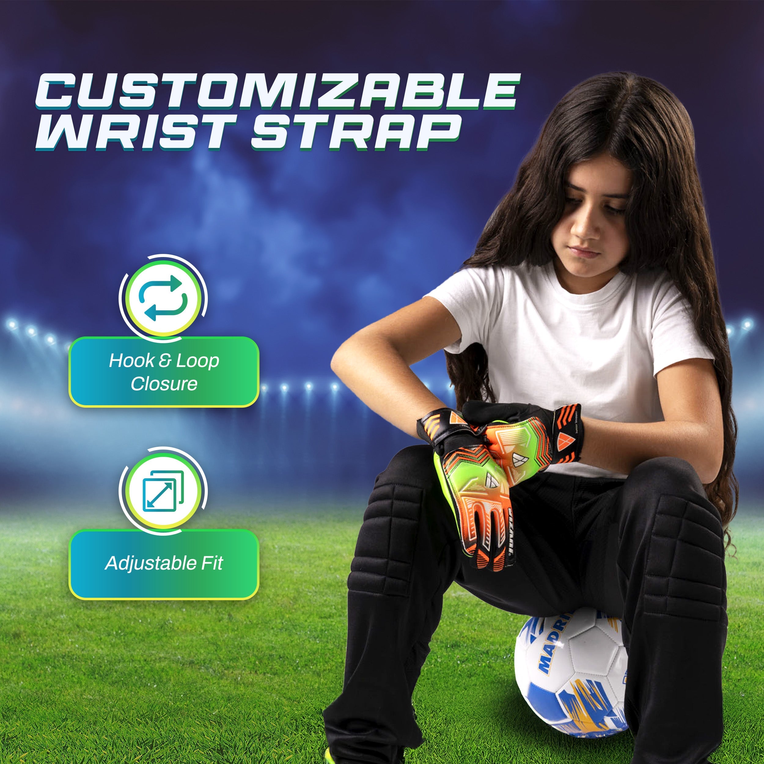 Junior Stopper Goalkeeping Glove - Orange/Green - Vizari Sports