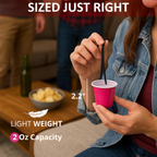 Redcupliving 2 oz Pink Reusable Shot Cup with Lanyard