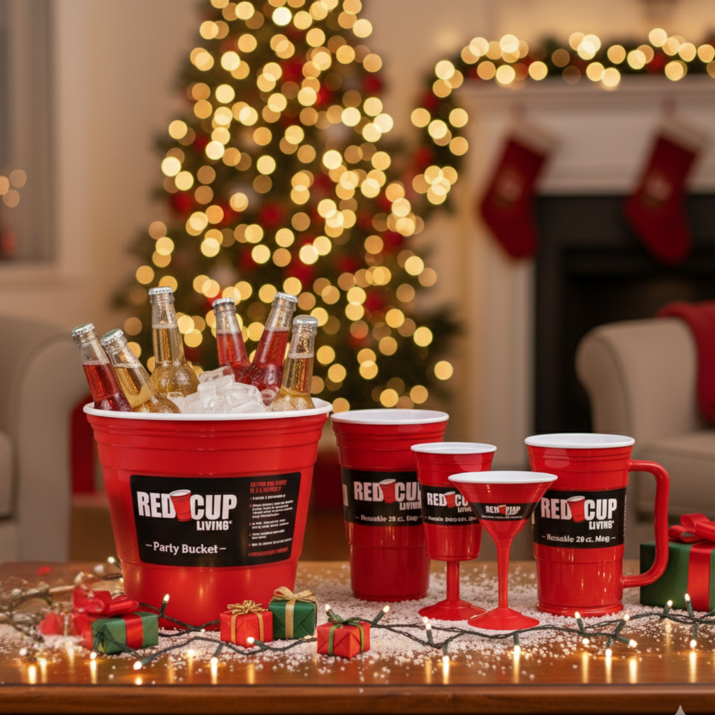 Redcupliving Cheers Essential Holiday Bundle 8-Piece Reusable Party Drinkware Set