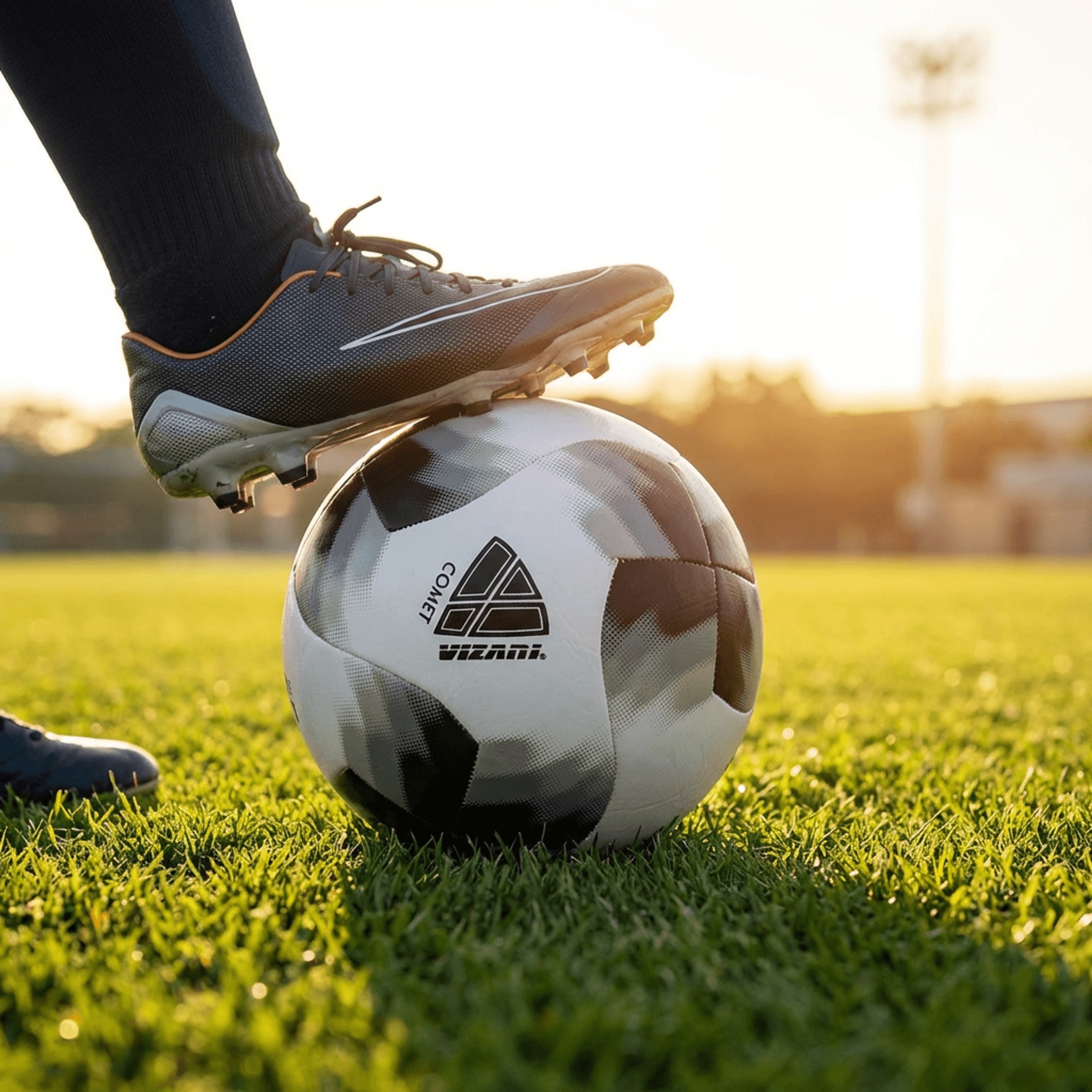 Vizari Comet Soccer Ball – Black, Machine-Sewn 8-Panel Training Ball