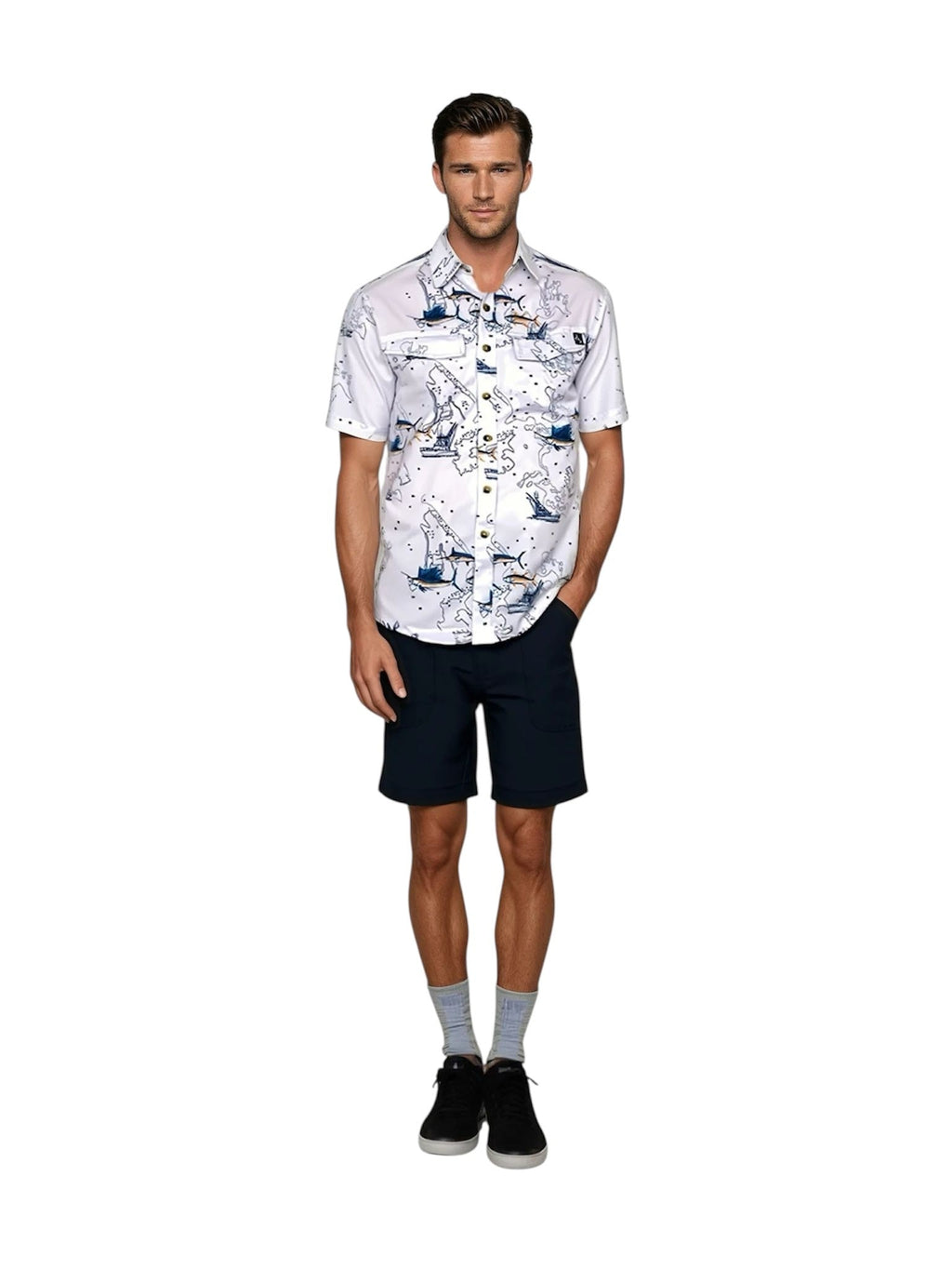 Men's Marine Charts UV Vented Fishing Shirt