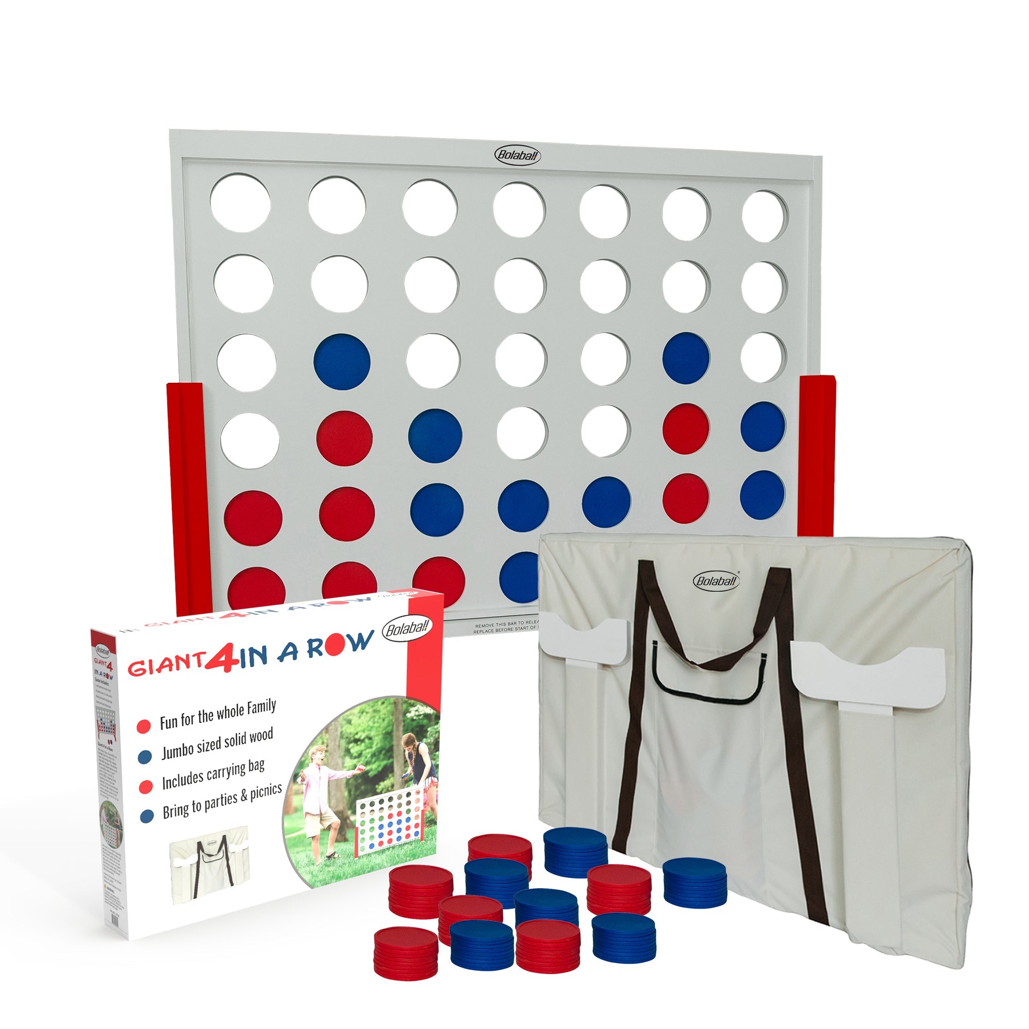 Bolaball 4 in a Row Game - Giant Wooden Outdoor & Indoor Game for Kids & Adults, White, Model 317583