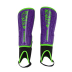 Vizari Malaga Soccer Shin Guards for Youth & Adults -Lightweight Ankle Protection – Purple/Green