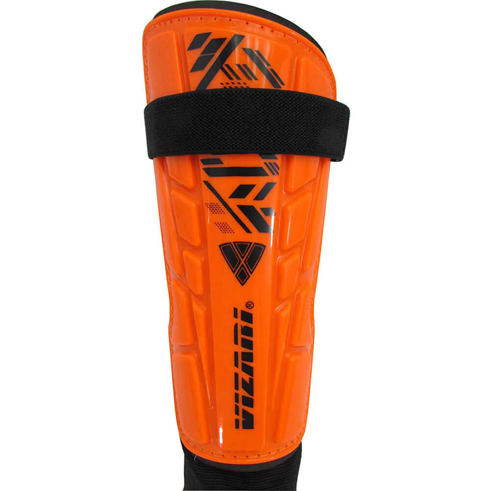 Vizari Malaga Soccer Shin Guards for Youth & Adults -Lightweight Ankle Protection – Orange/Black