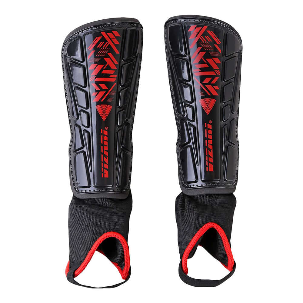 Malaga Soccer Shin Guard with Adjustable Straps-Black/Red - Vizari Sports