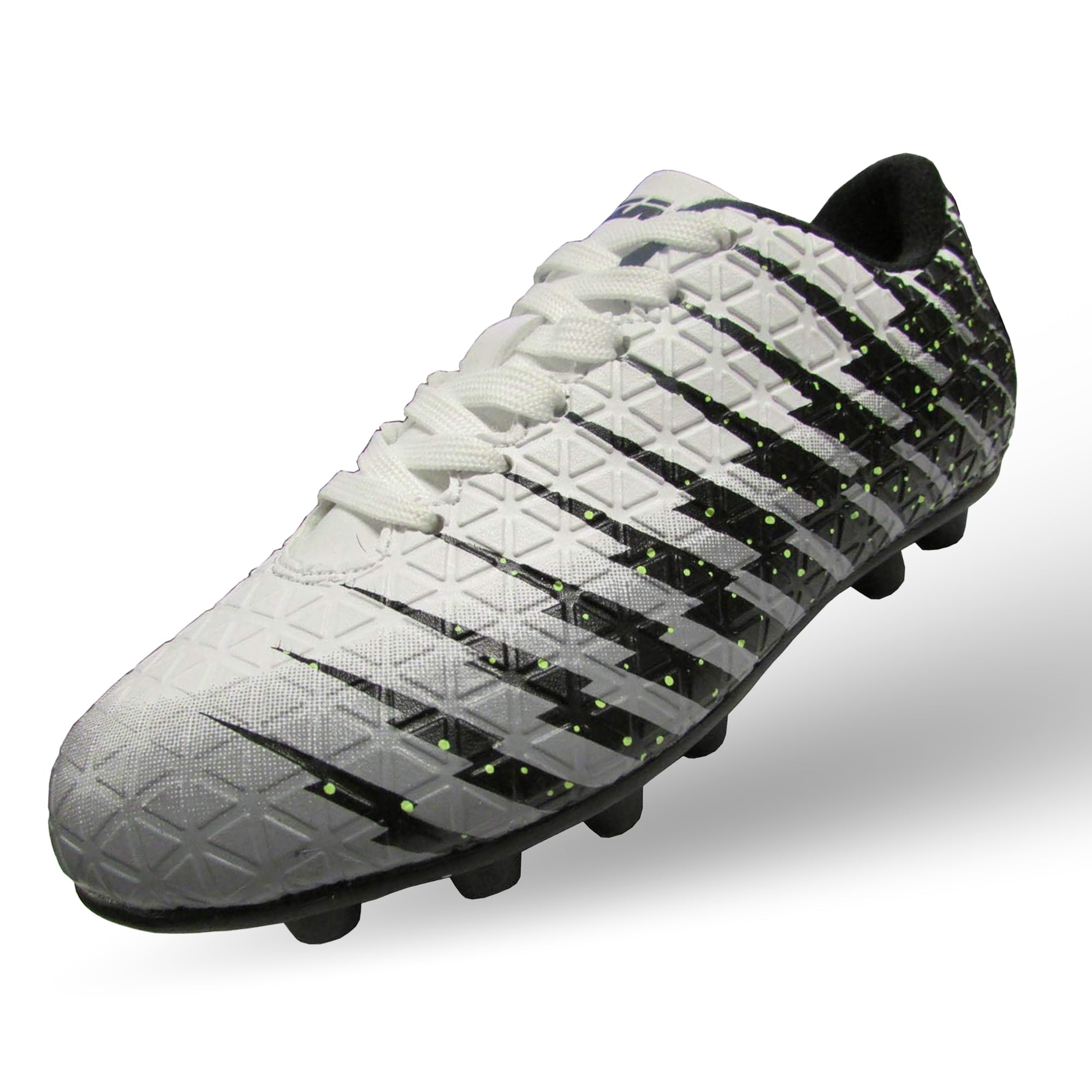 Vizari Bolt Youth Firm Ground Soccer Shoes - White/Black/Silver