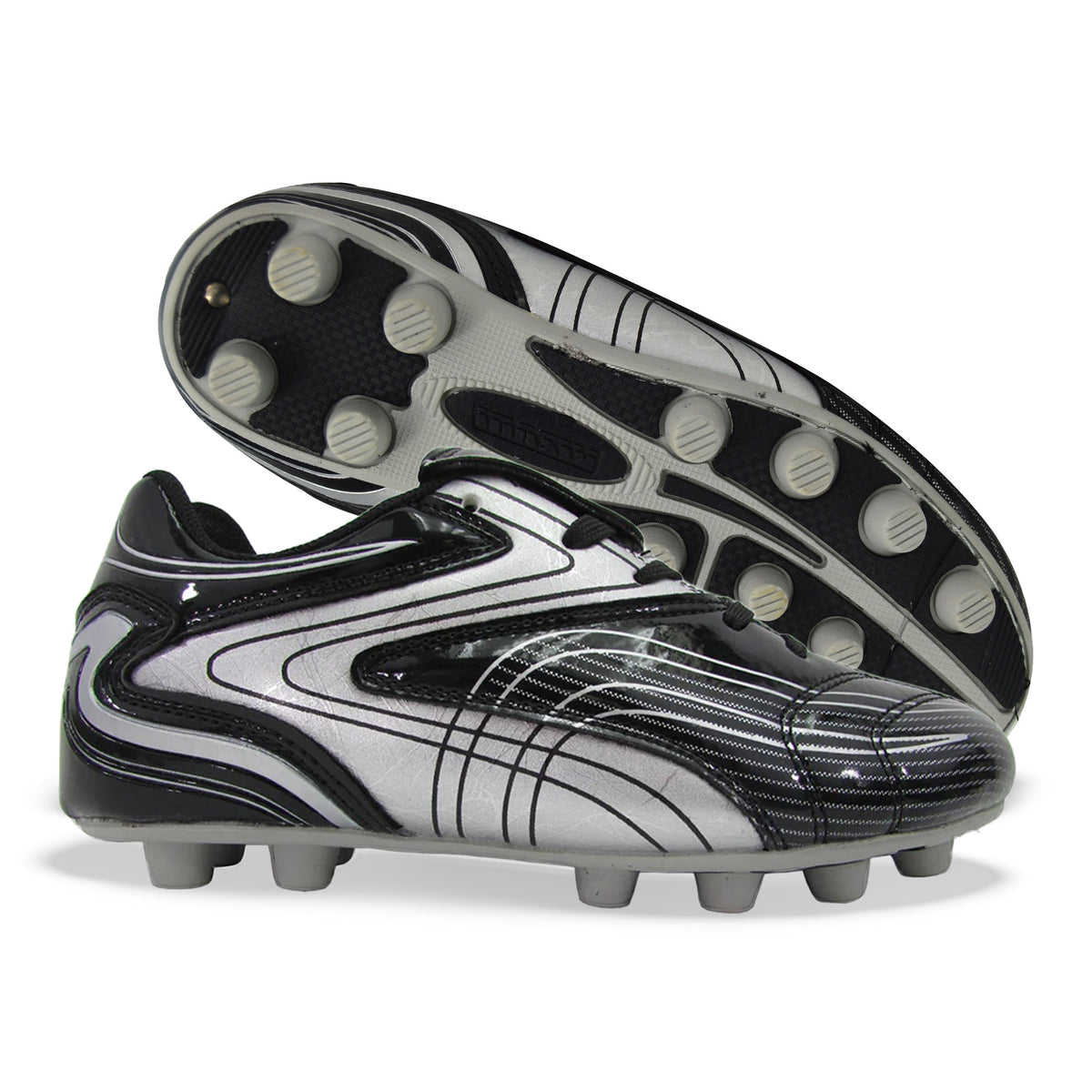 Vizari Youth Striker Firm Ground Soccer Shoes – Black/Silver