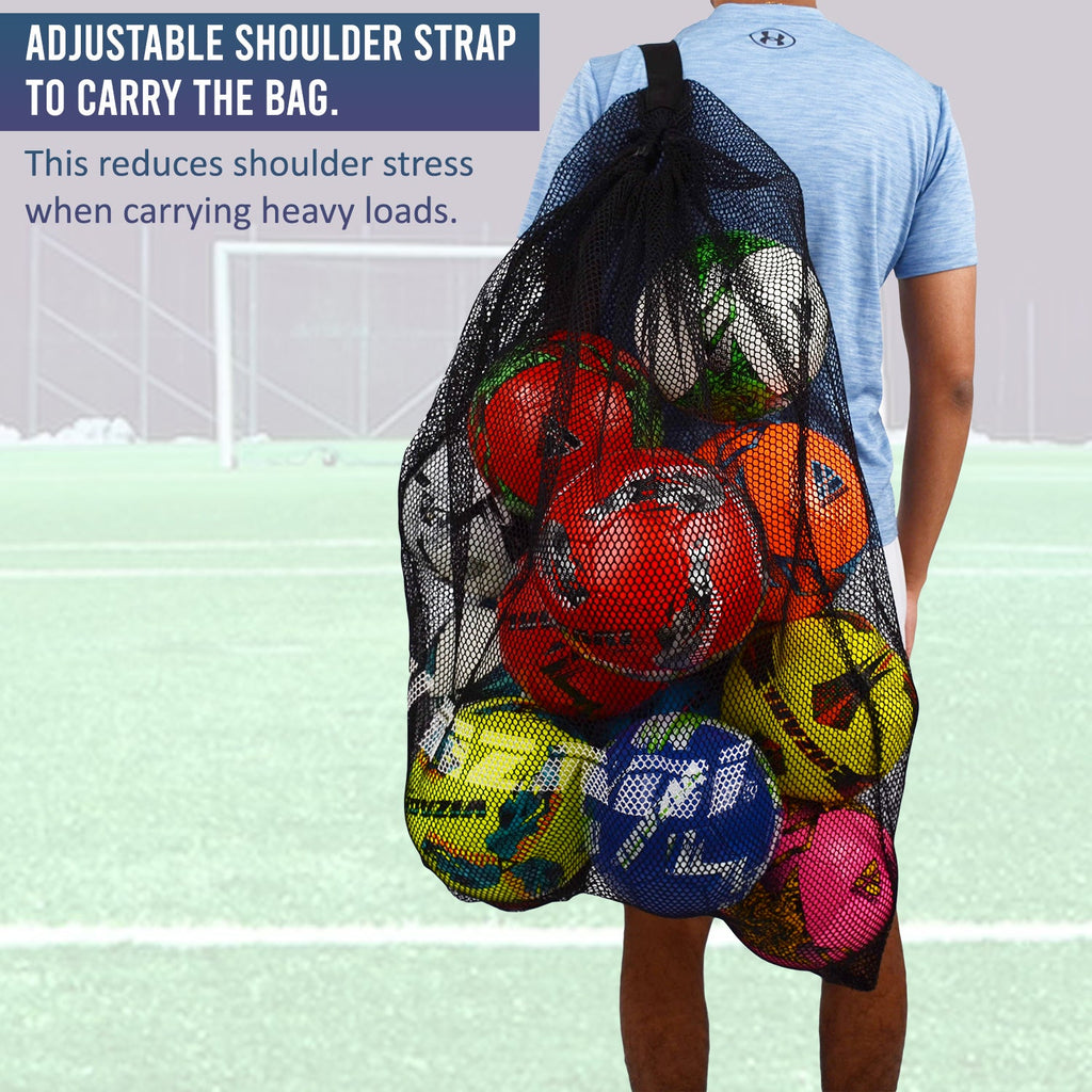 Heavy Duty Net Mesh Ball Bag - Black - Vizari Sports