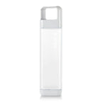 Clean Bottle Square Water Bottle 25oz, BPA-Free Plastic, Clear, Model PSQ-INF-CLEAR, Leak Proof with Carabiner Lid