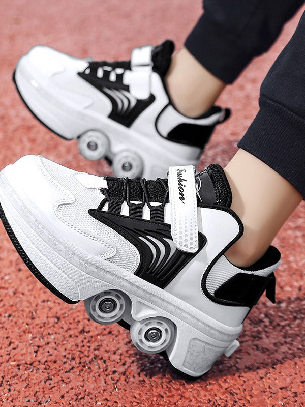 Pulley heloo shoes roller skates four-wheel deformation shoes double-row wheel shoes four-wheel two-wheel skates