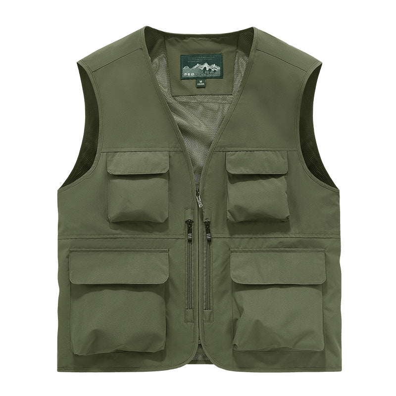 Outdoor Photographer Waterproof Vest Sleeveless Quick-drying Multi-pocket Quick-drying Fishing Vest Men's Thin Climbing Vest