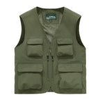 Outdoor Photographer Waterproof Vest Sleeveless Quick-drying Multi-pocket Quick-drying Fishing Vest Men's Thin Climbing Vest