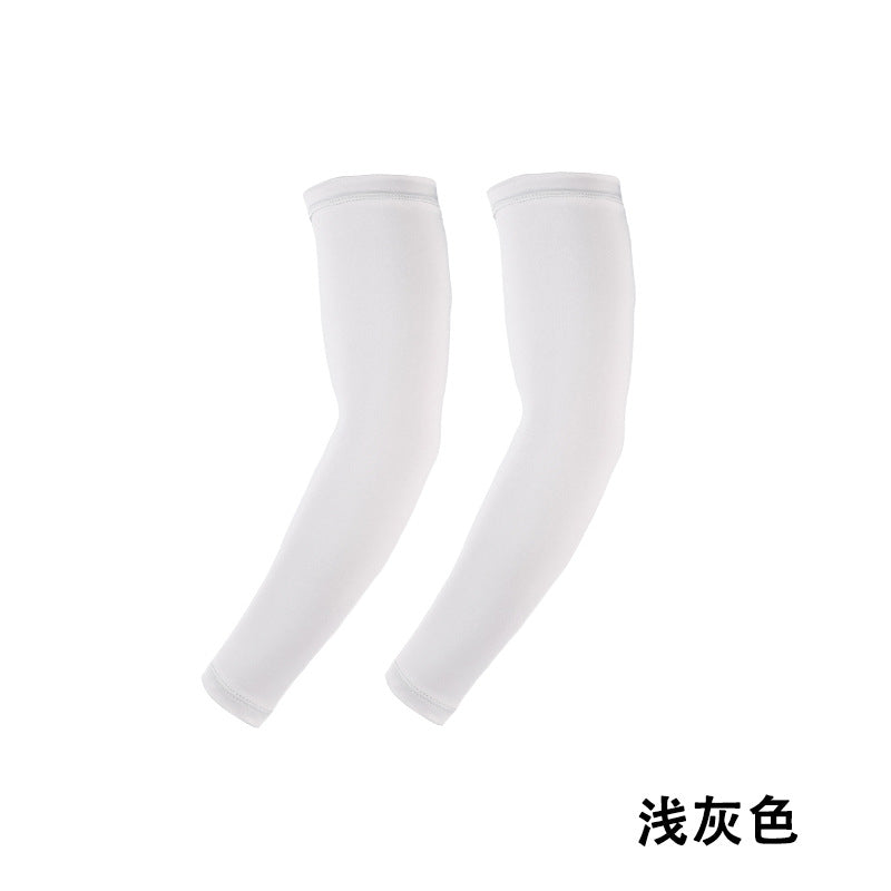 Spring and Summer Outdoor Sun Protection Sleeves, Breathable and Quick-Drying Cycling Arm Sleeves, Night Running Sports Protective Gear, Reflective Solid Color Ice Silk Sleeves