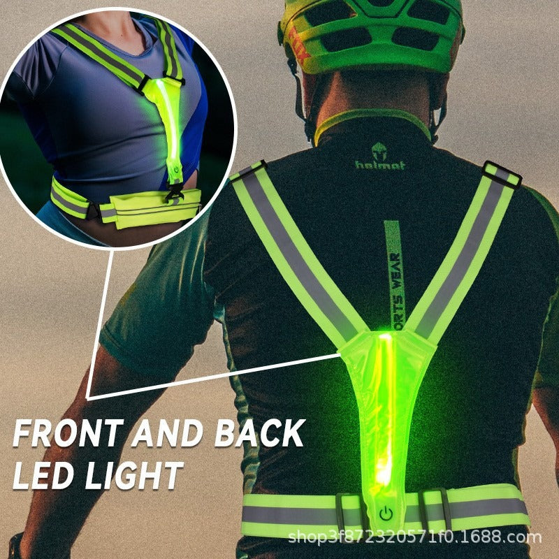 Customized Popular Vest Night Running and Cycling Reflective USB Vest Led Adjustable Belt Bag Outdoor Running Sports Vest