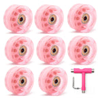Cross-Border double-row skates transparent color non-luminous wheel four-wheel roller skates sequins pink wheel skateboard Universal