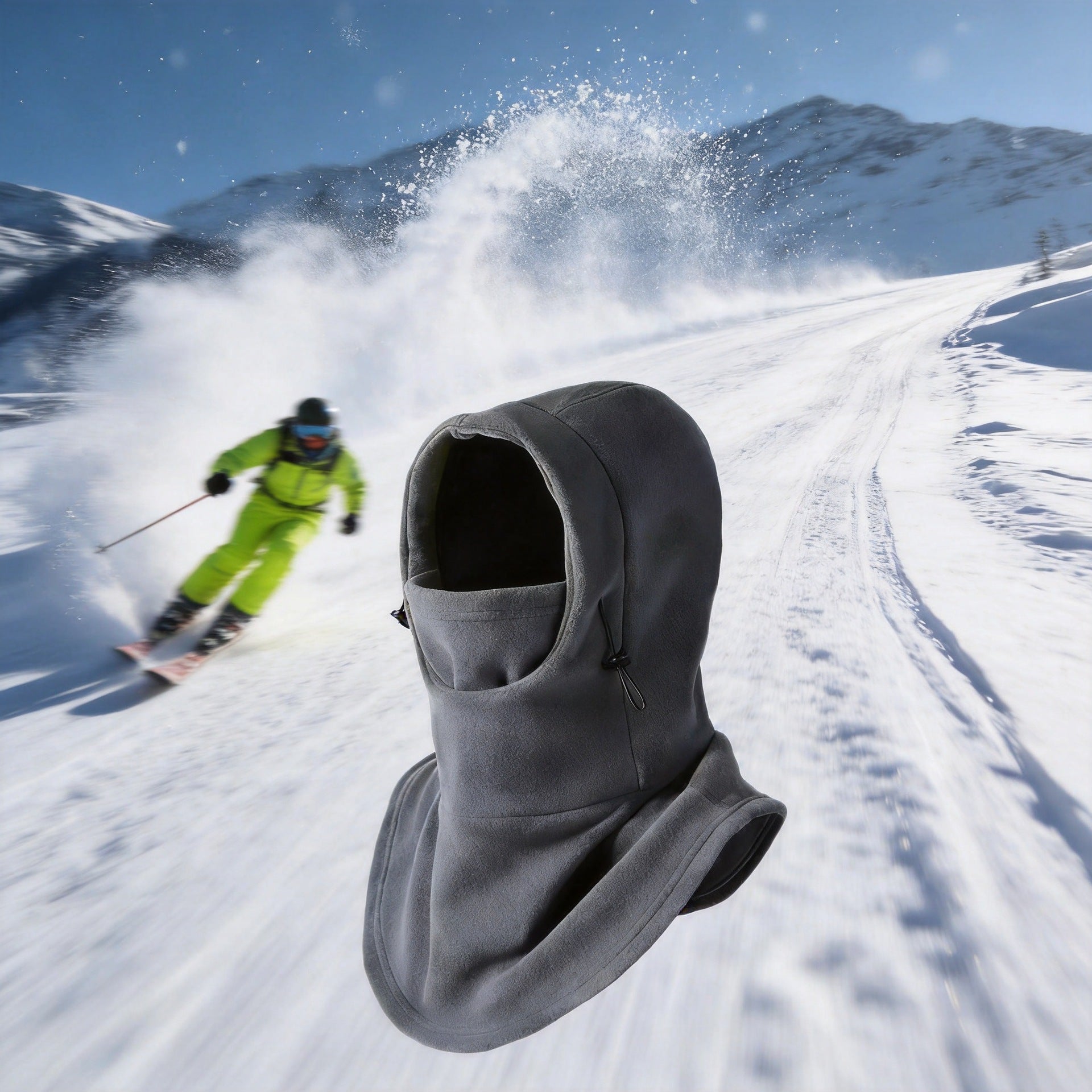 Double-Button Warm Windproof Face Mask Winter Cold-Proof and Frost-Proof Headgear Face Protection Skiing Cycling Neck Warmer Fleece-Lined Thickened for Warmth