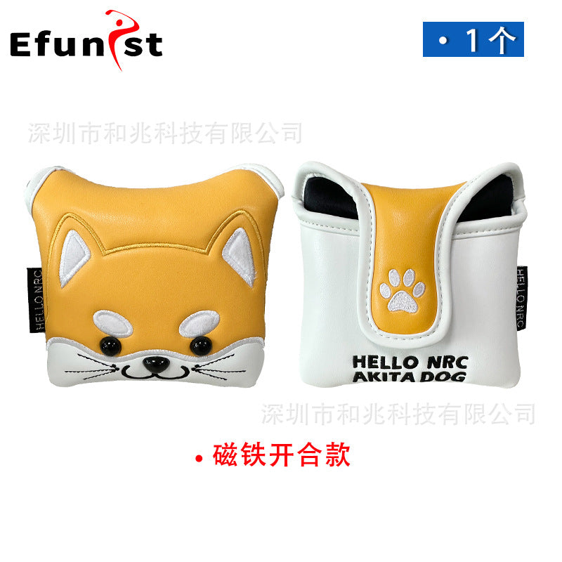 Golf club cover Square putter cover a variety of PU waterproof fabric inside thickened plush protective magnetic cap cover