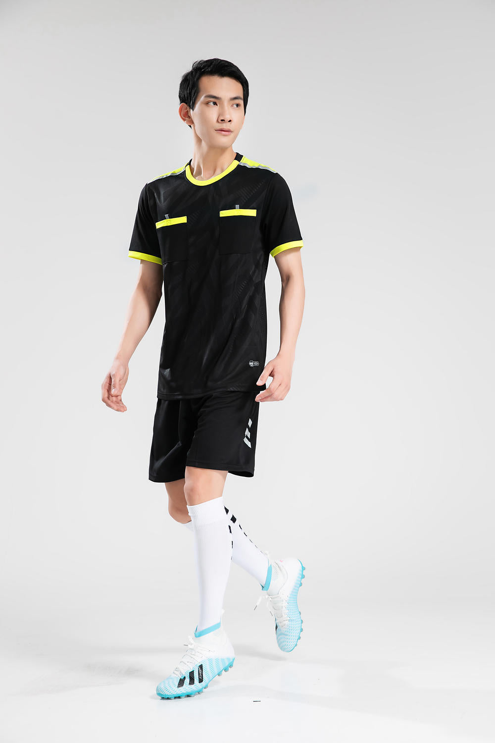 Quick-drying football referee uniform suit men's printed team uniform adult Referee Jersey student competition equipment football uniform summer
