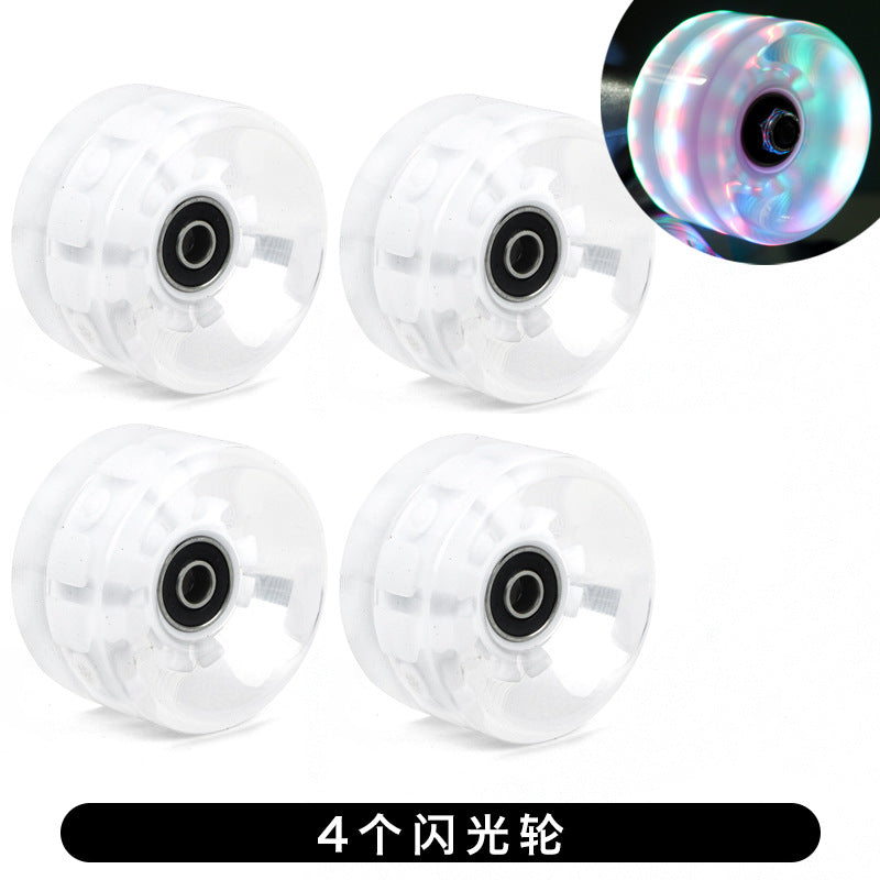 6536 double-row roller skates color luminous wheel four-wheel roller skates land skateboard universal PU transparent flash wheel