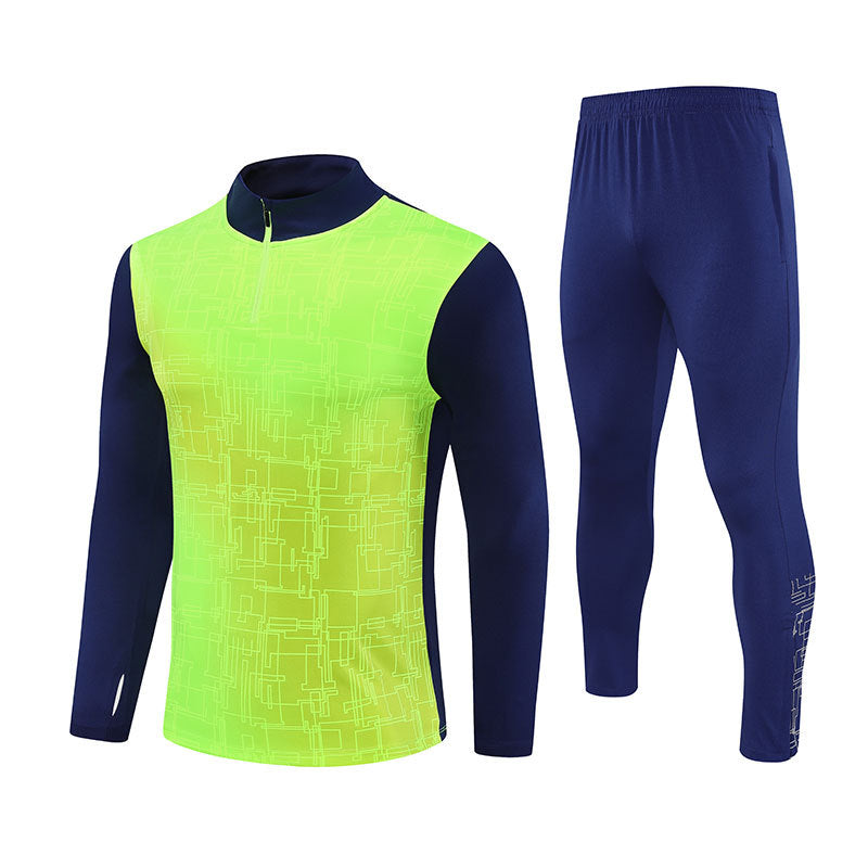 Half-Zip Pullover Football Training Suit Set Light Plate Long-Sleeved Autumn and Winter Appearance Suit Knitted Sportswear Customization