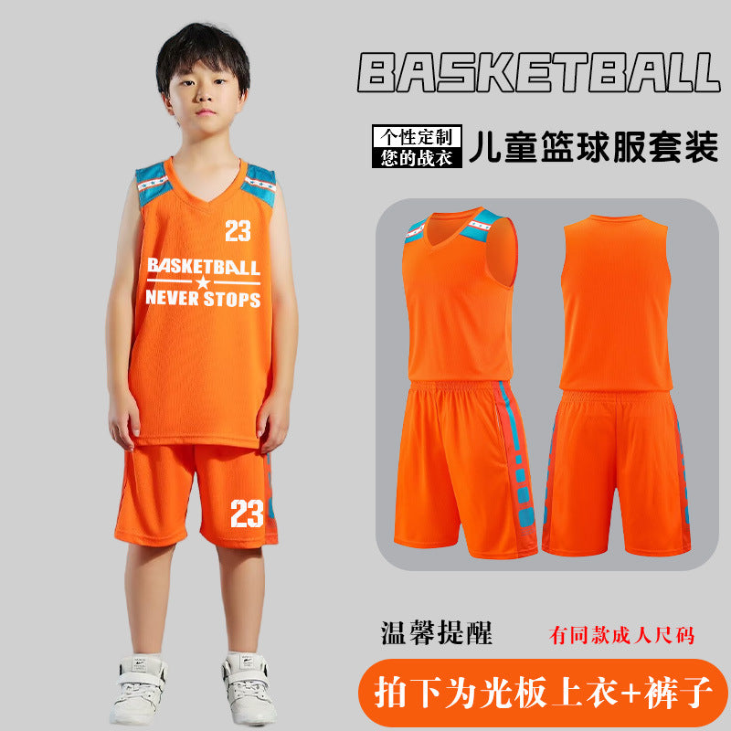 Children's Basketball Uniform Set Men's Basketball Team Uniform Jersey Basketball Training Camp School Sports Meeting Children's Basketball Team Uniform Number Printing