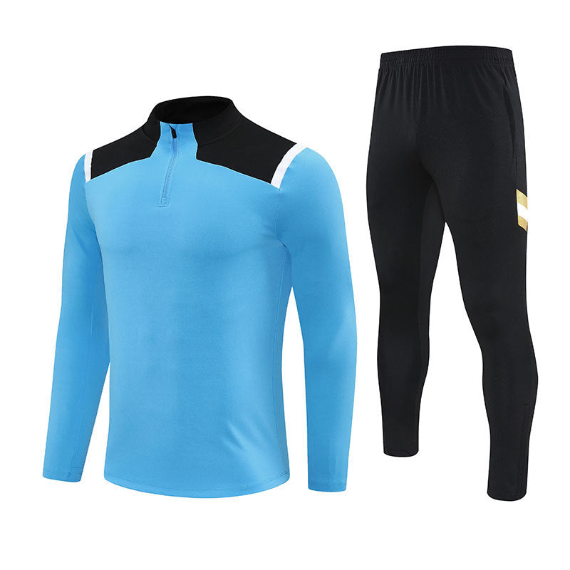 Half-Zip Pullover Football Training Suit Set Light Plate Long-Sleeved Autumn and Winter Appearance Suit Knitted Sportswear Customization