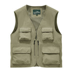 Outdoor Photographer Waterproof Vest Sleeveless Quick-drying Multi-pocket Quick-drying Fishing Vest Men's Thin Climbing Vest
