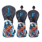 Golf Cart Cover Koi Wooden Pole Cover No. 1 Wooden Fairway Wooden Pole Head Protective Cover PU Waterproof Plush Pole Cover
