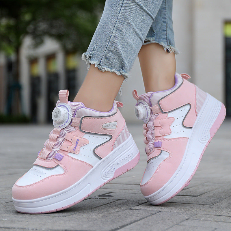 Children's heloo shoes for students roller skates girls' two-wheel deformation boys skating roller skates cross-border exclusive shoes