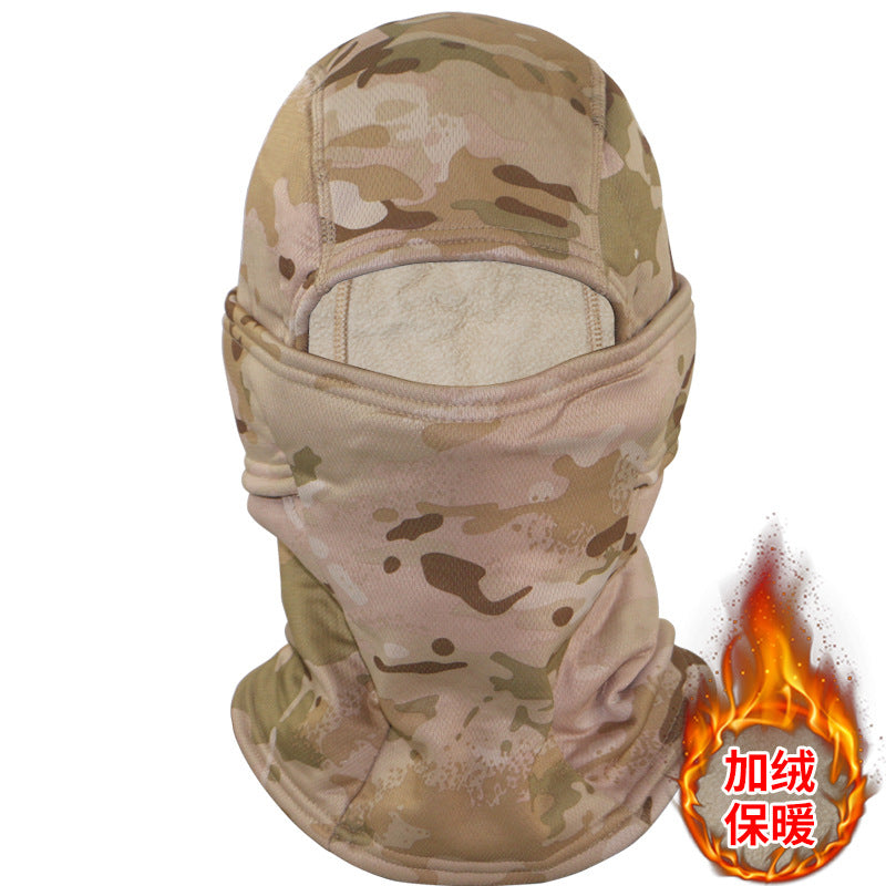 Camouflage Fleece-Lined Hood for Cycling, Dustproof, Men's Warm Fishing Mask, Face Covering, Face Protection, Windproof Hood, Winter