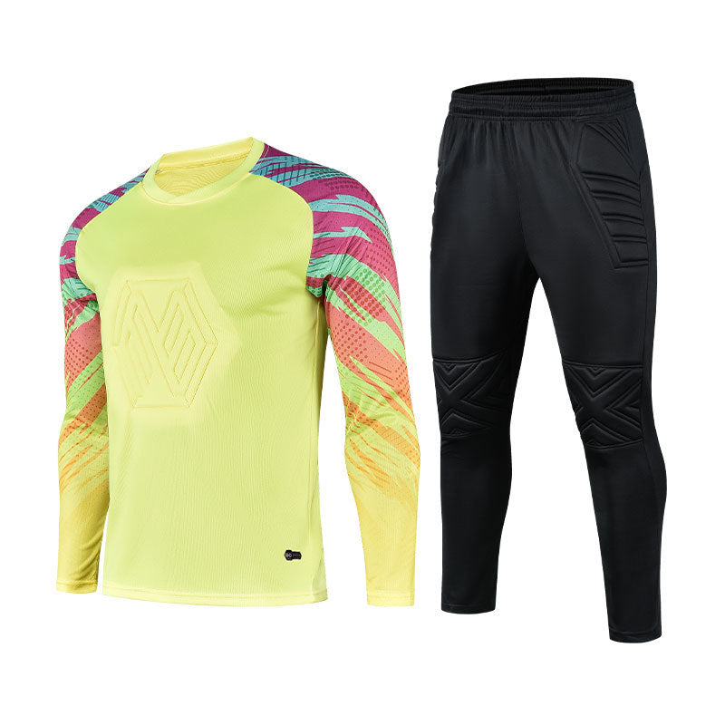 Football Goalkeeper Goalkeeper Uniform Suit Customized Men's Long-Sleeved Sponge Protective Jersey Gate Training Game Uniform Xunling