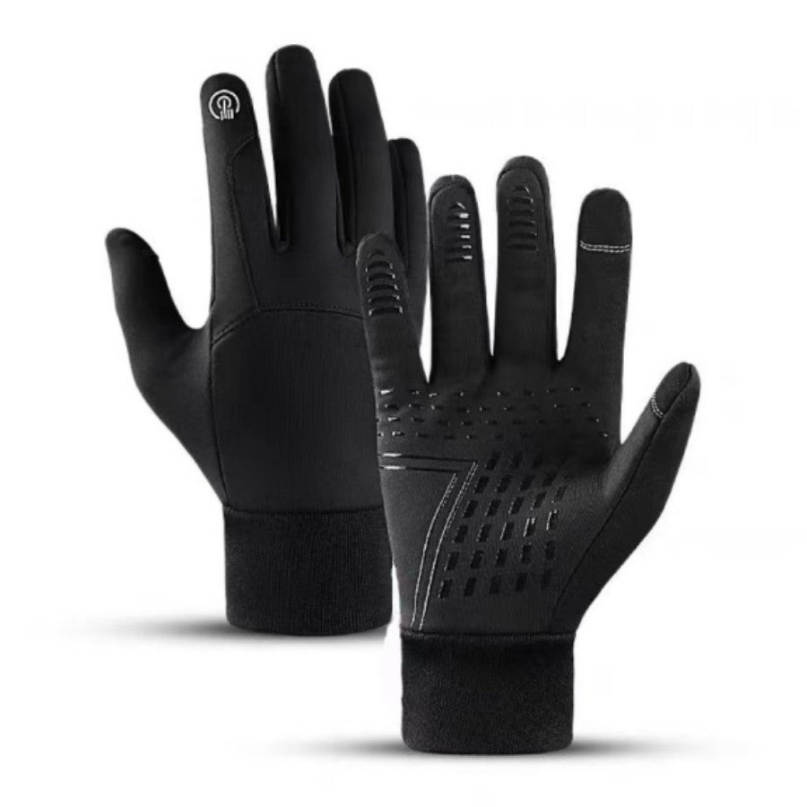 24 new foreign trade batch can ding LOGO windproof waterproof plus thin velvet 2 color riding sports long finger gloves