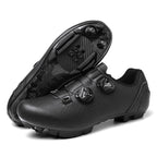 Road Mountain Men's and Women's Locked Bicycle Shoes, Lock-Free Shoes, Hard-Soled Spinning Cycling Shoes, Gym Black