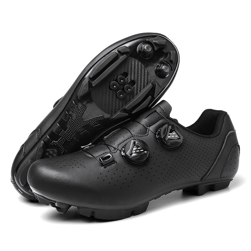 Road Mountain Men's and Women's Locked Bicycle Shoes, Lock-Free Shoes, Hard-Soled Spinning Cycling Shoes, Gym Black