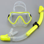 New Large Frame Diving Goggles Breathing Tube Set for Men and Women Waterproof Anti-fog Silicone Mirror Floating Diving Mask Cross-Border