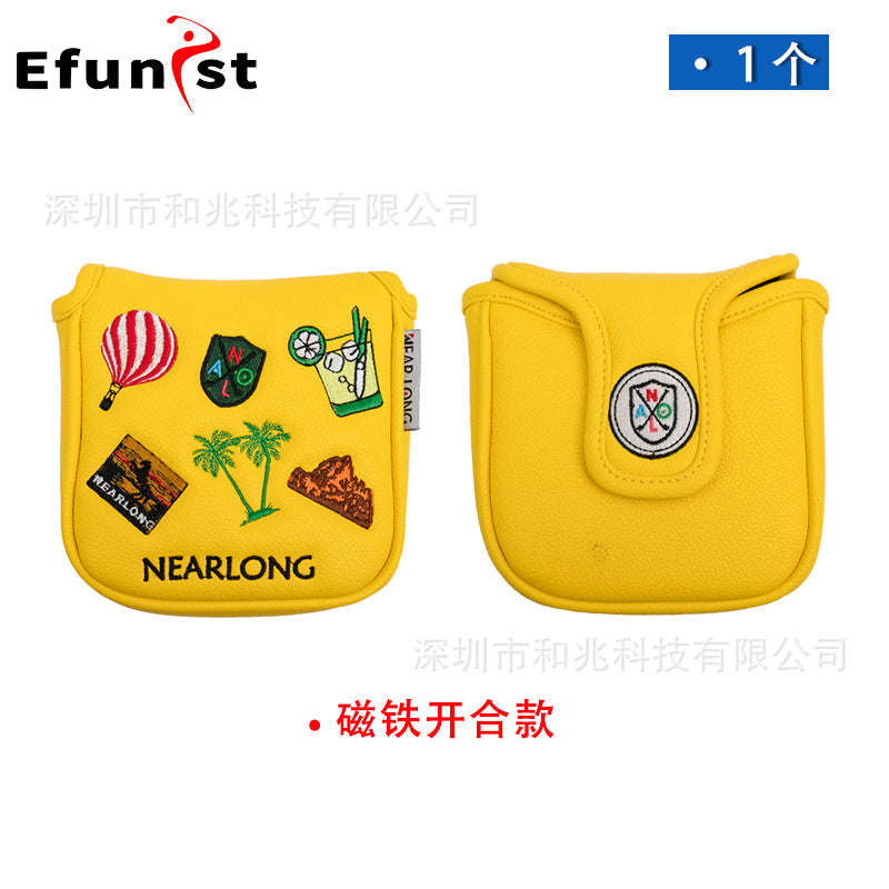 Golf club cover Square putter cover a variety of PU waterproof fabric inside thickened plush protective magnetic cap cover