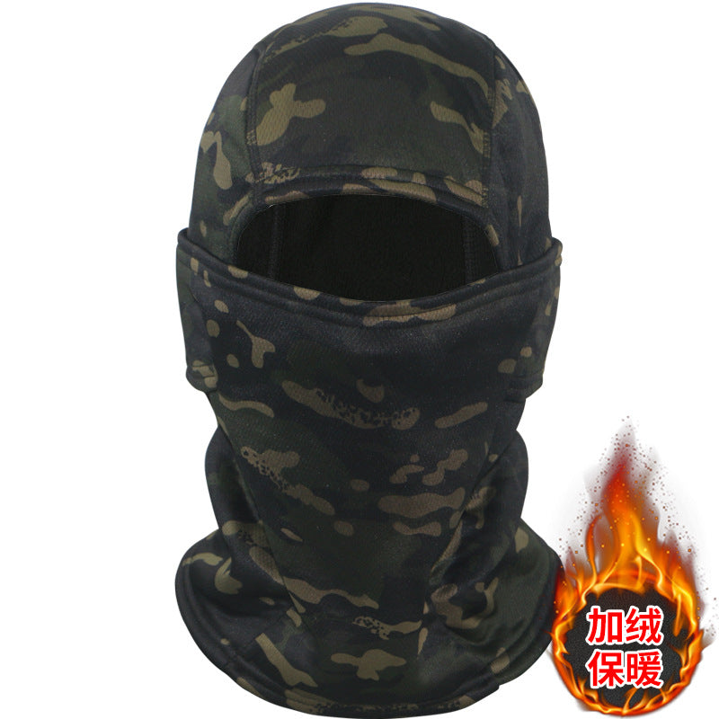 Camouflage Fleece-Lined Hood for Cycling, Dustproof, Men's Warm Fishing Mask, Face Covering, Face Protection, Windproof Hood, Winter