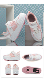 Girls' Roller Shoes Autumn and Winter New Model Children's Four-Wheel Automatic Sliding Skates for Older Kids Sports Roller Shoes