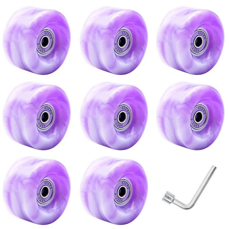 Double-row roller skates PU high elastic shock absorption mixed color wheel four-wheel skates non-luminous wheel roller skate universal wheel