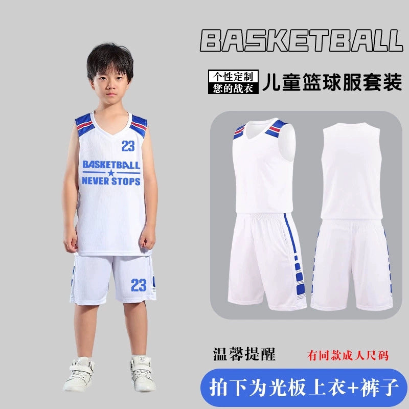 Children's Basketball Uniform Set Men's Basketball Team Uniform Jersey Basketball Training Camp School Sports Meeting Children's Basketball Team Uniform Number Printing