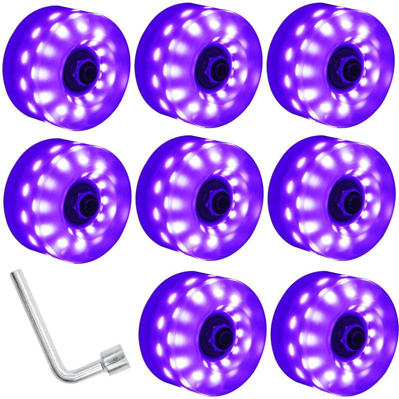 6 lights double row roller skates transparent flash wheel four-wheel roller skate universal PU light-emitting wheel indoor outdoor wheel
