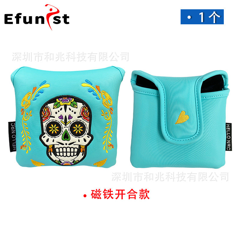 Golf club cover Square putter cover a variety of PU waterproof fabric inside thickened plush protective magnetic cap cover