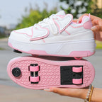 Teenagers Roller Skating Shoes for Girls and Students with Brake Button Pulley Sports Shoes That Can Walk and Glide