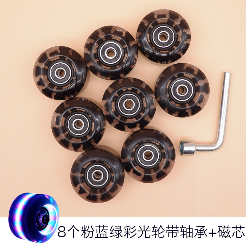 Double-row roller skates luminous wheel four-wheel skates skateboard universal transparent flash wheel skating rink roller skate wheel