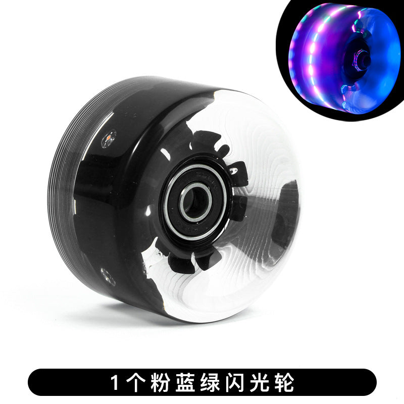 6536 double-row roller skates color luminous wheel four-wheel roller skates land skateboard universal PU transparent flash wheel
