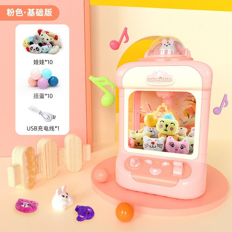 Children's Doll Catching Machine Small Household Mini Clamp Doll Machine Coin-slot Gashapon Candy Boys and Girls Toys Cross-border
